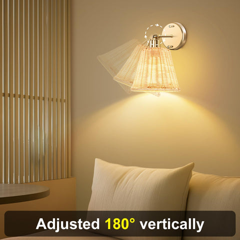 FRIDEKO rattan wall sconce remote for easy control.