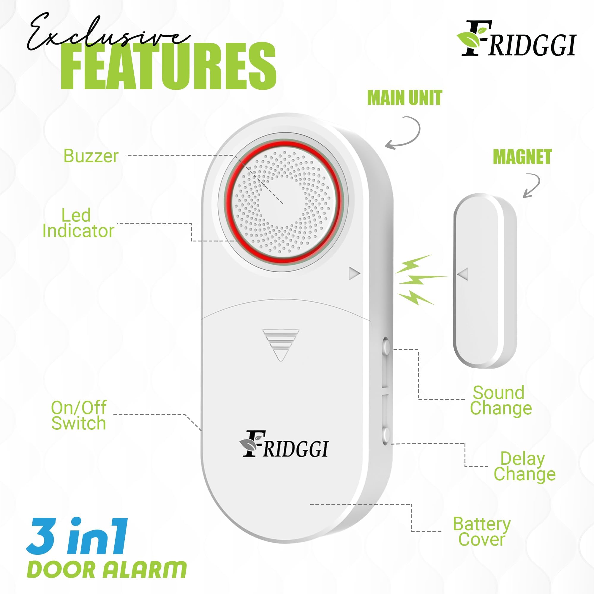 FRIDGGI 3in1 Alarm installation on freezer door for versatile placement