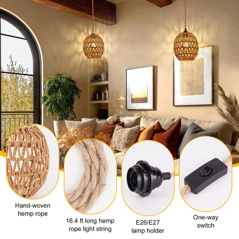 FRIDEKO HOME pendant light 500 cm cord with integrated switch for easy plug-in setup