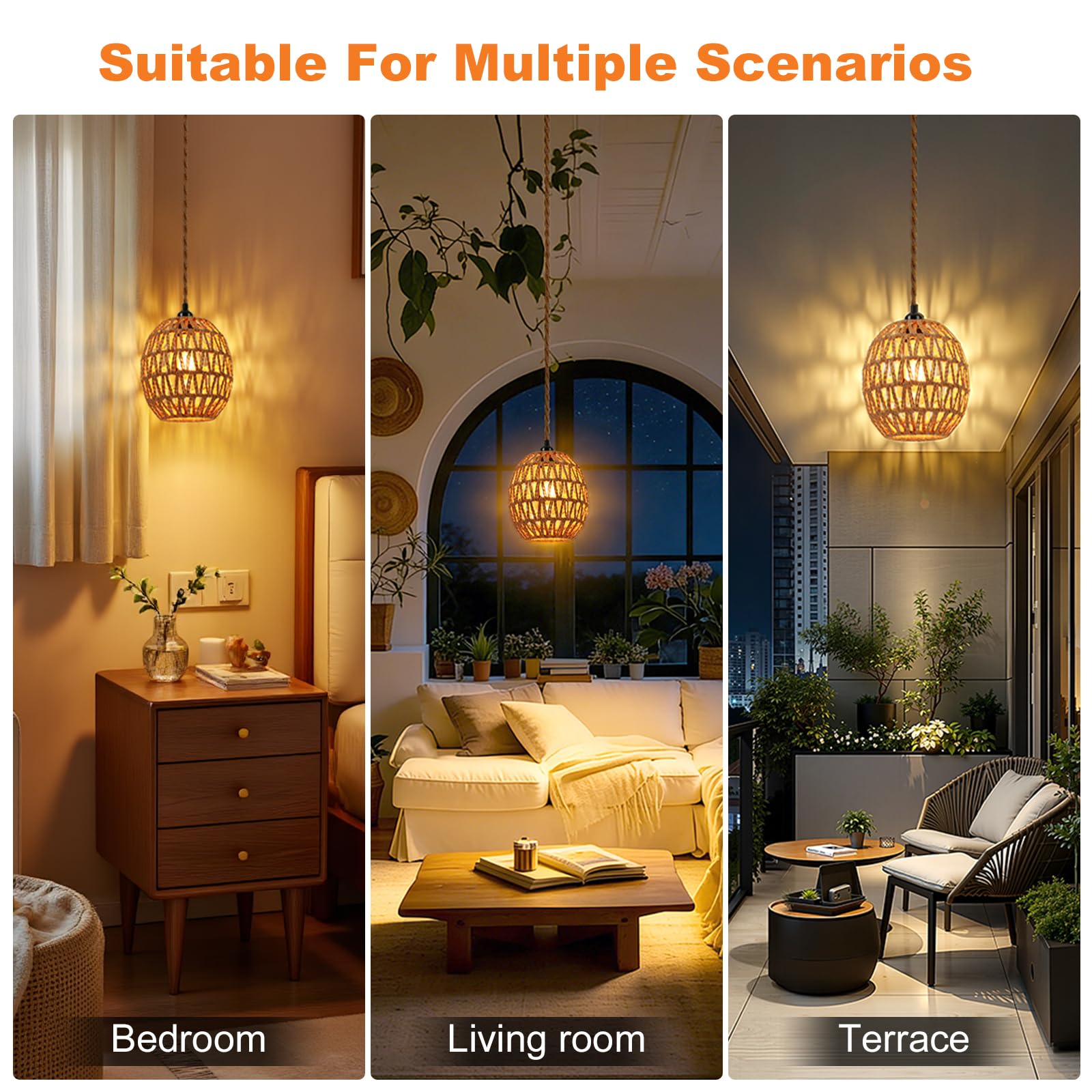 FRIDEKO HOME pendant light easy hanging with hook for quick setup