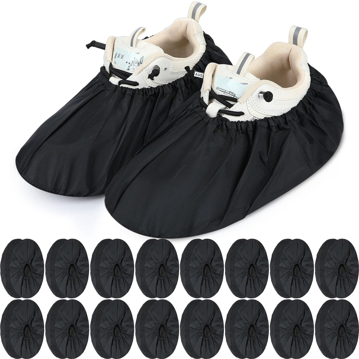 Frienda 16-pair non-slip shoe cover package ready to protect floors.