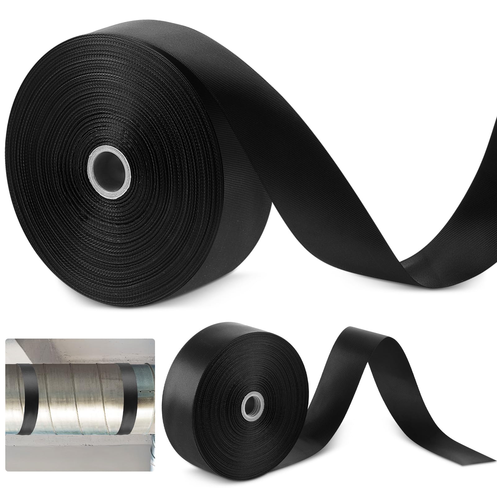 Frienda 2-rolls duct strap wide webbing black for versatile pipe support.