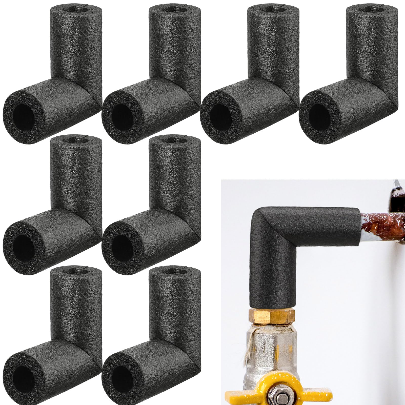 Frienda 8-pack elbow insulation for 1-inch pipes to guard against freezing.