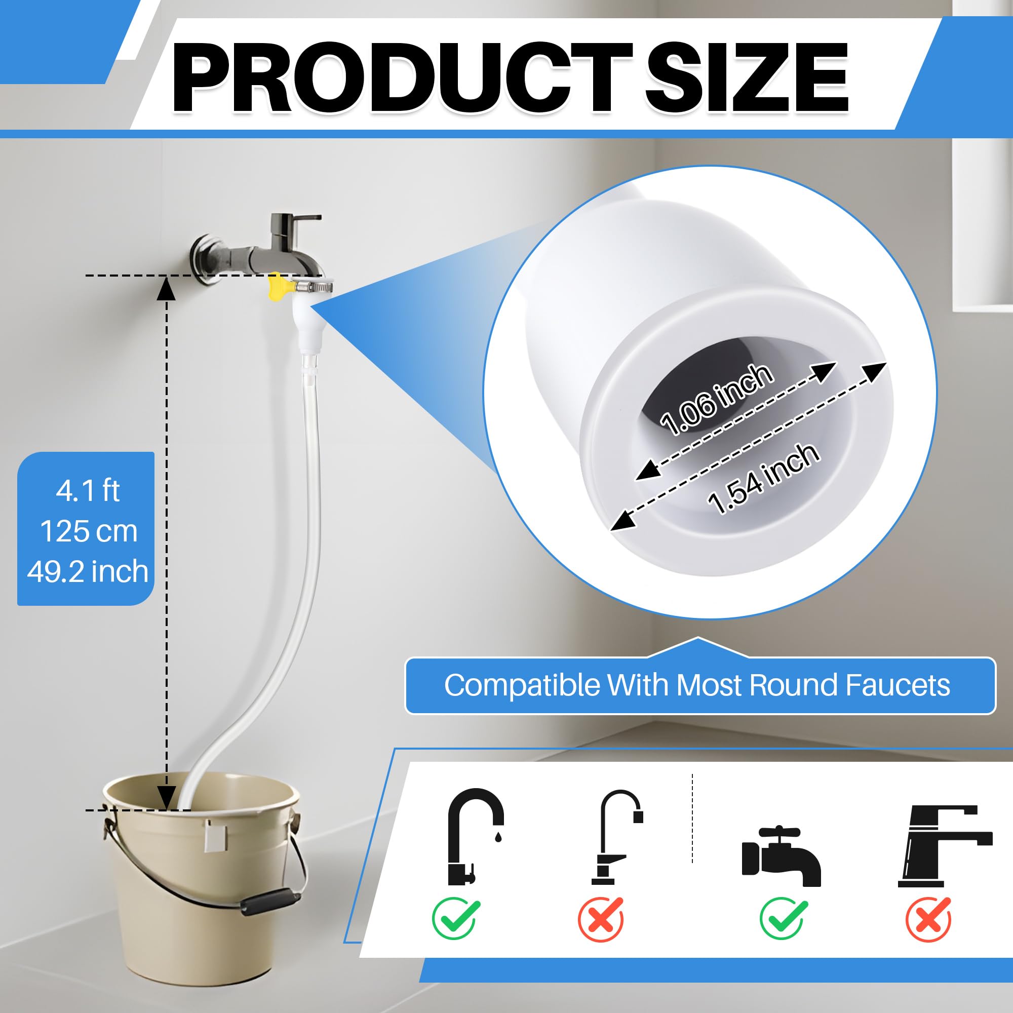 Frienda adjustable faucet connector provides secure fit on many taps.