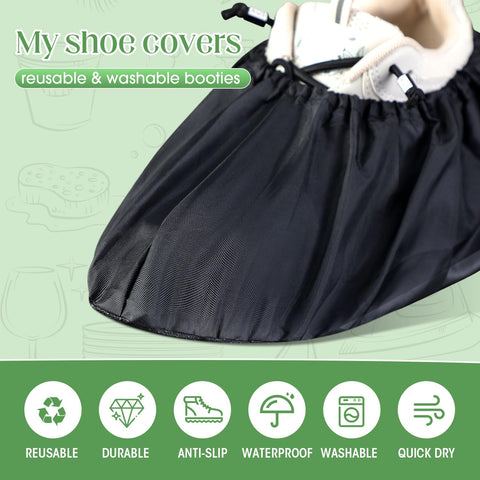 Black Frienda shoe covers match any home while guarding carpets.