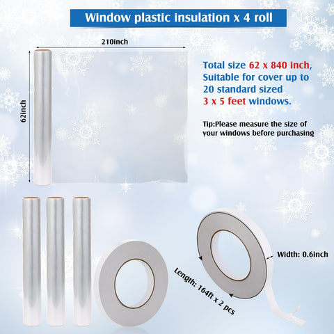 Frienda coverage fits up to twenty 3x5 ft windows with simple sealing.