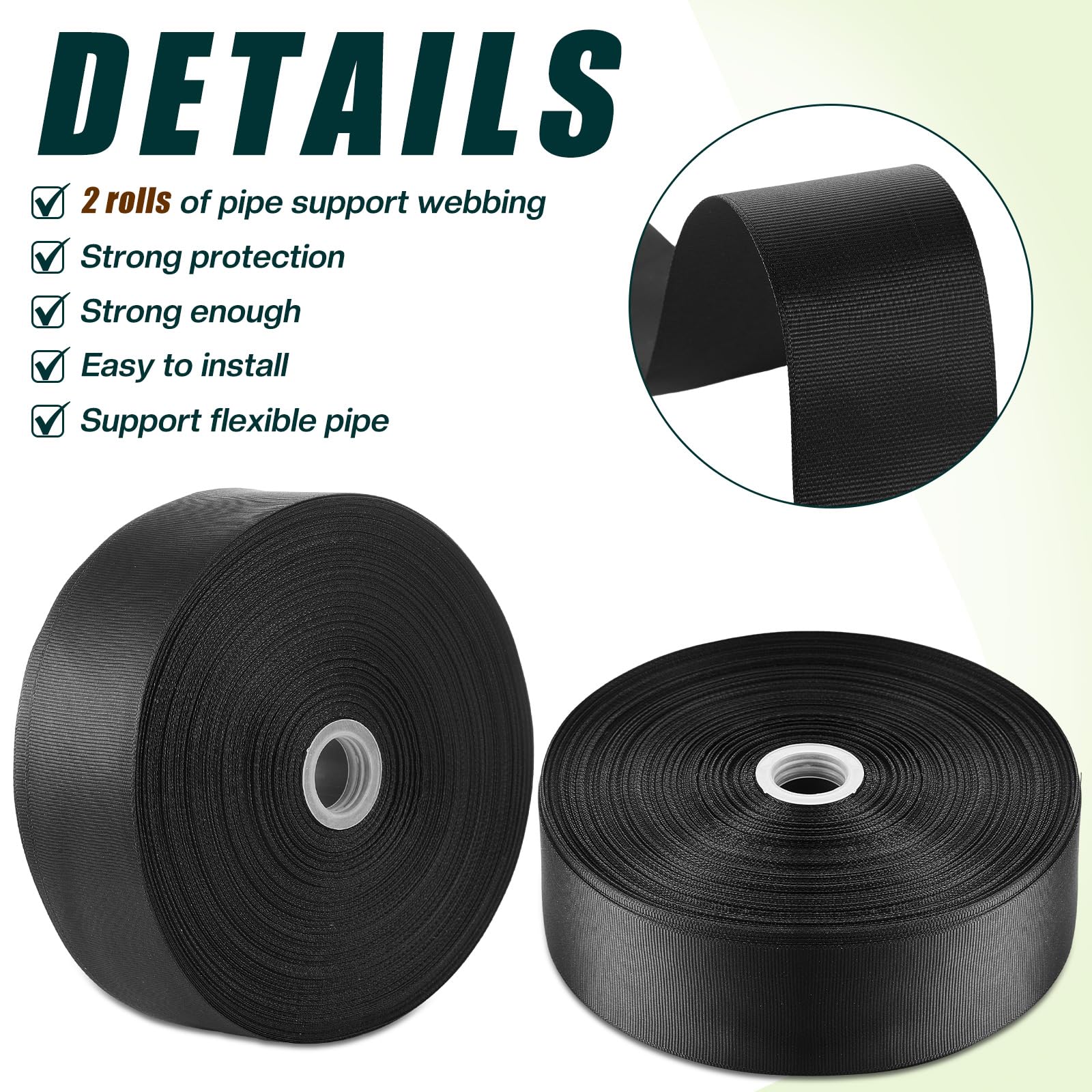 Frienda black webbing matches indoor and outdoor installations.
