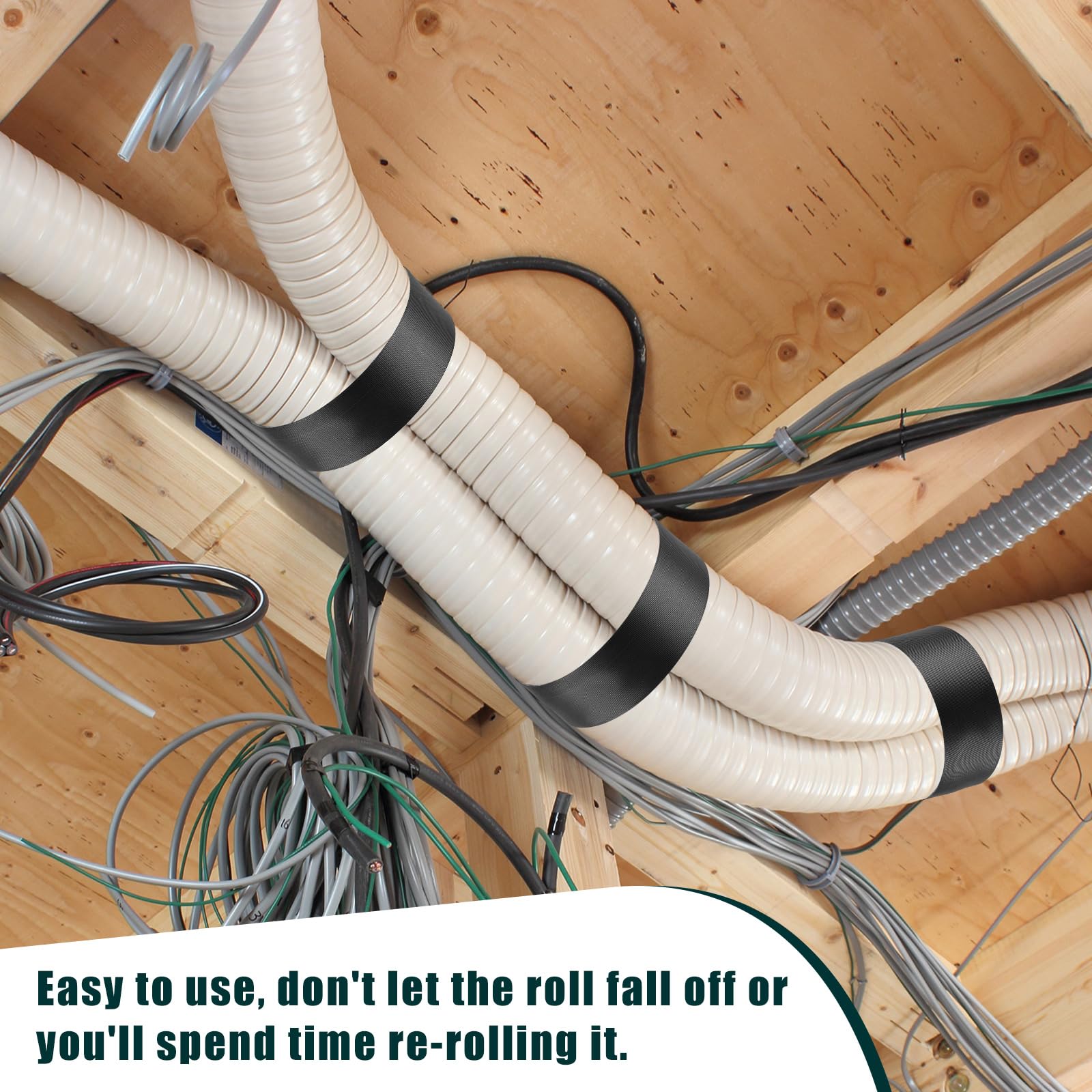 Frienda strap supporting pipes and hoses securely.