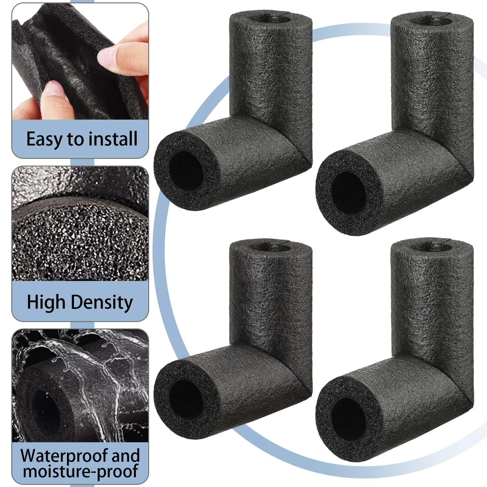 Frienda pre-slit insulation enables quick clamp-on installation on pipes.