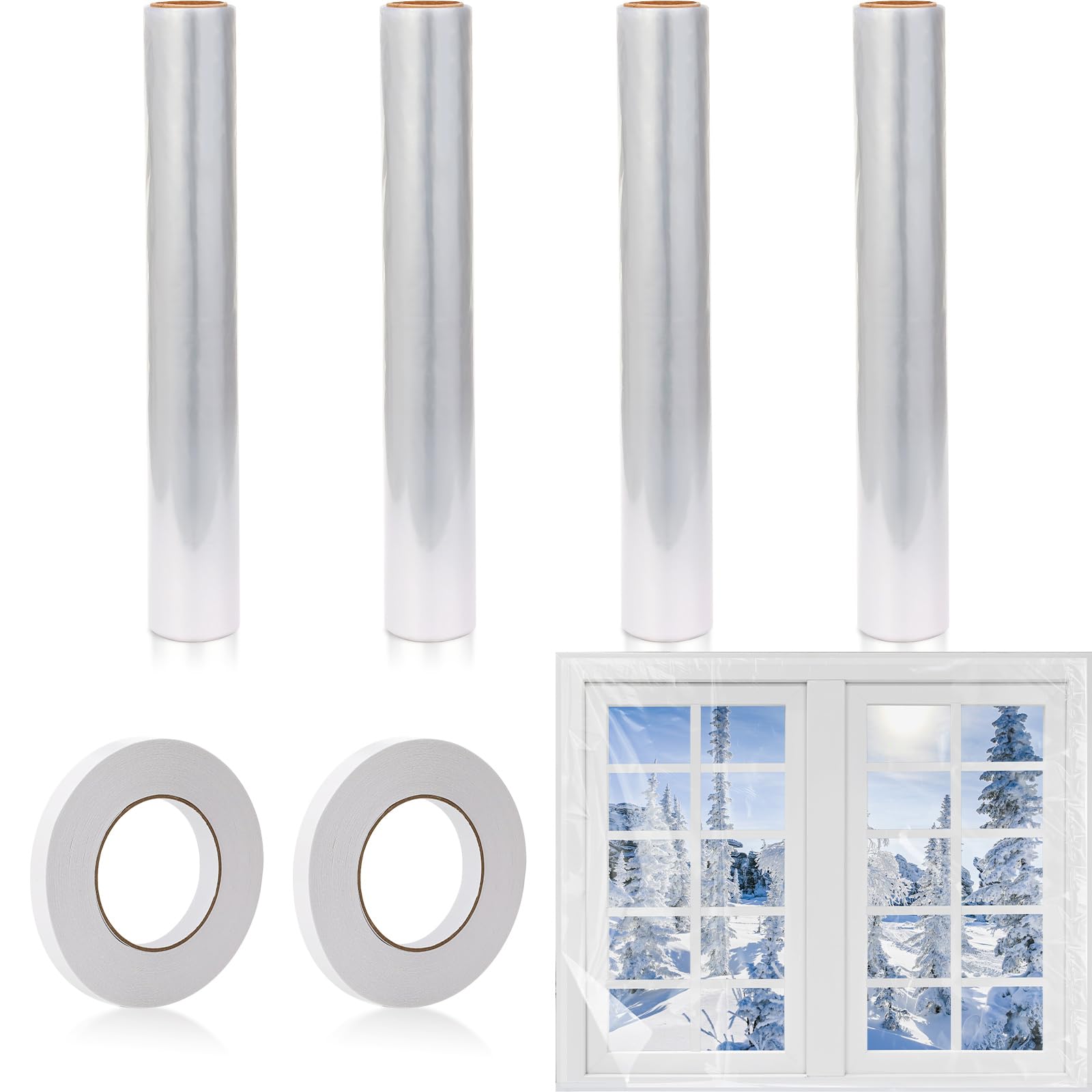 Frienda four-roll window insulation kit with clear 62 x 210 inch film for winter warmth.