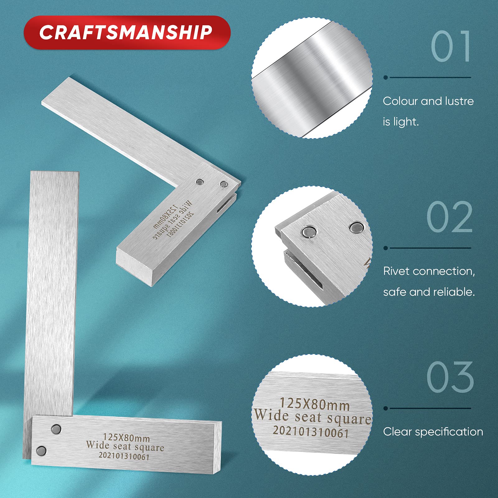 Frienda machinist square 4in highlights accuracy for metalwork and woodworking.