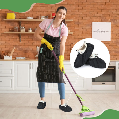 Frienda black 8-pair set protects carpets during cleaning tasks