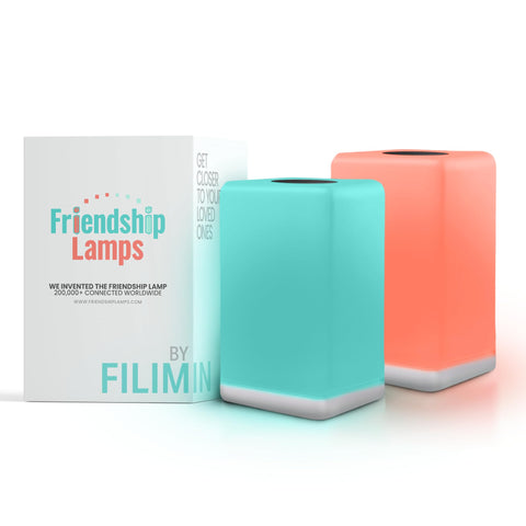 FriendLi by Filimin set of 2 lamps glowing in vivid color signals connection.