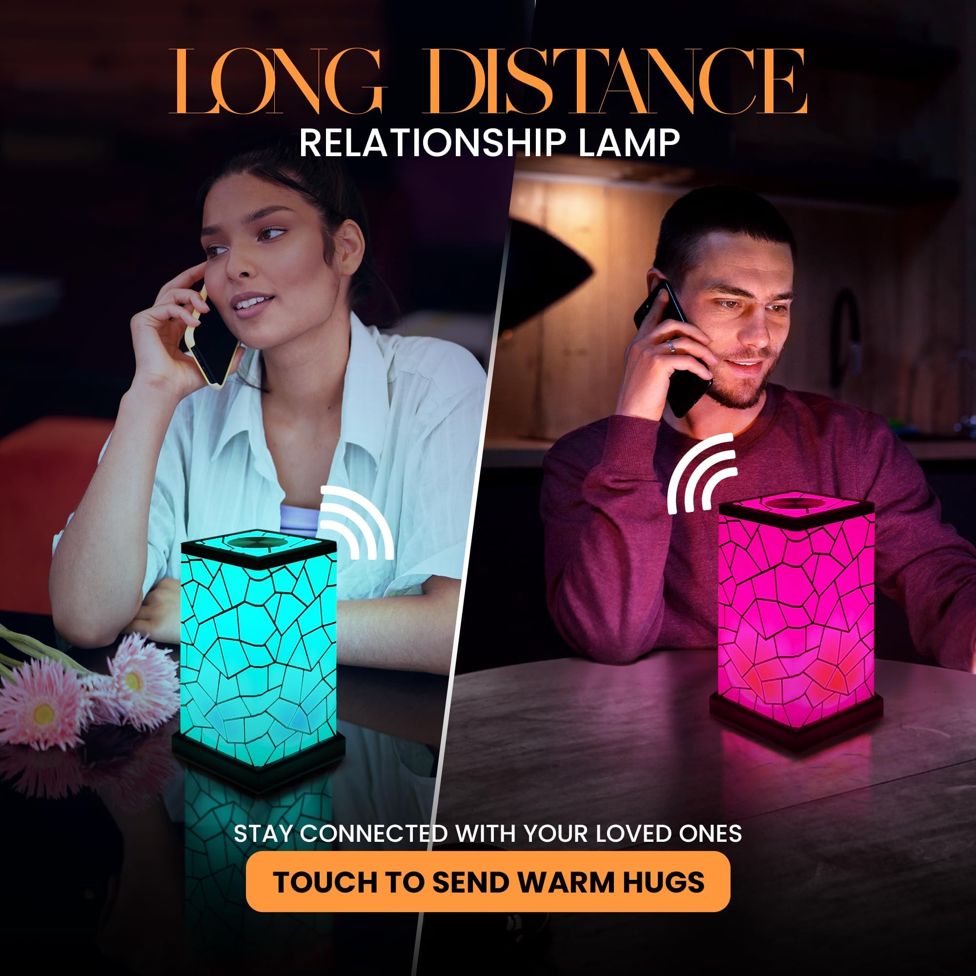 Bedroom nightstand setup shows a warm, ambient glow for cozy evenings.