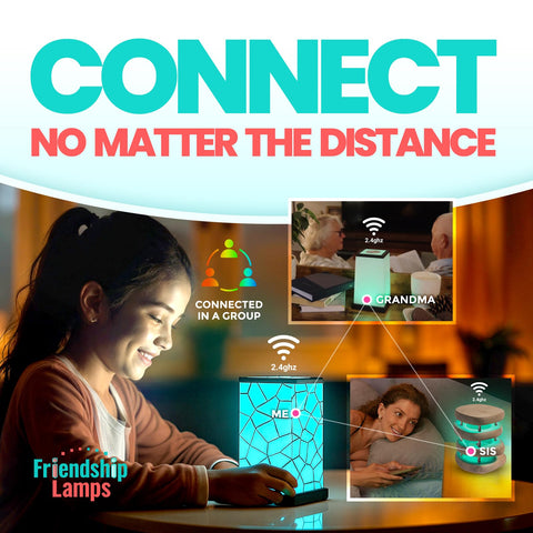 Close up of the touch sensor on the Friendship Lamp demonstrates easy, instant color changes.