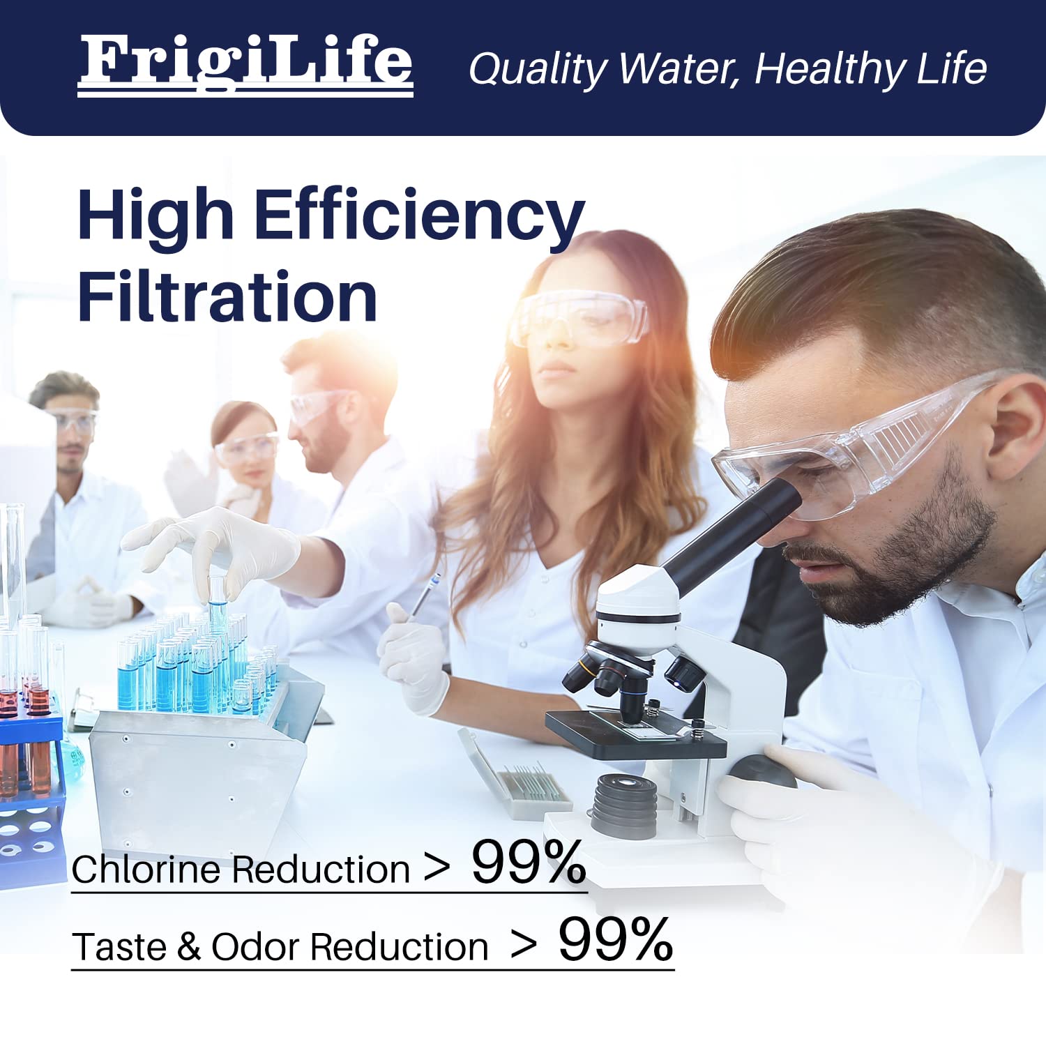 FrigiLife filter in use delivering smooth water flow.