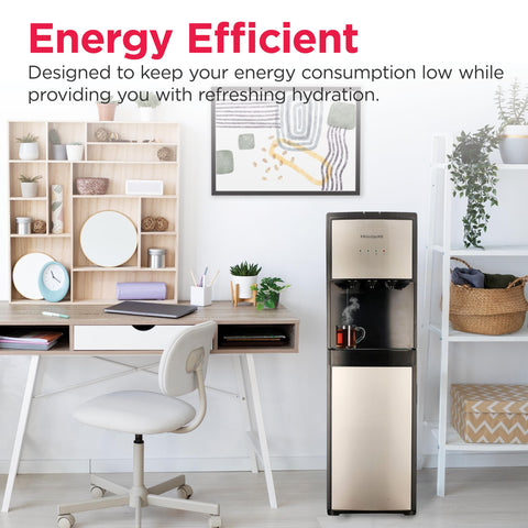 Frigidaire 5-gallon bottle compatibility supports versatile setups.