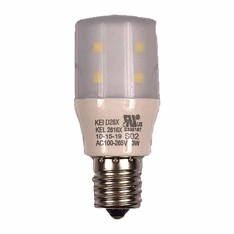 Frigidaire LED bulb 3W T8 E17 for fridge; bright interior lighting and energy efficiency.