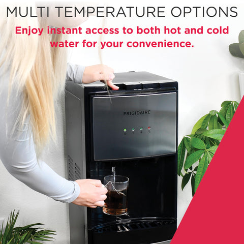 Frigidaire stainless steel cooler suits kitchens, offices, and dorms.