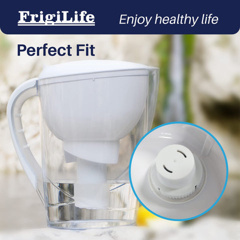 FrigiLife Brita Classic pitcher label indicates broad compatibility for easy swaps
