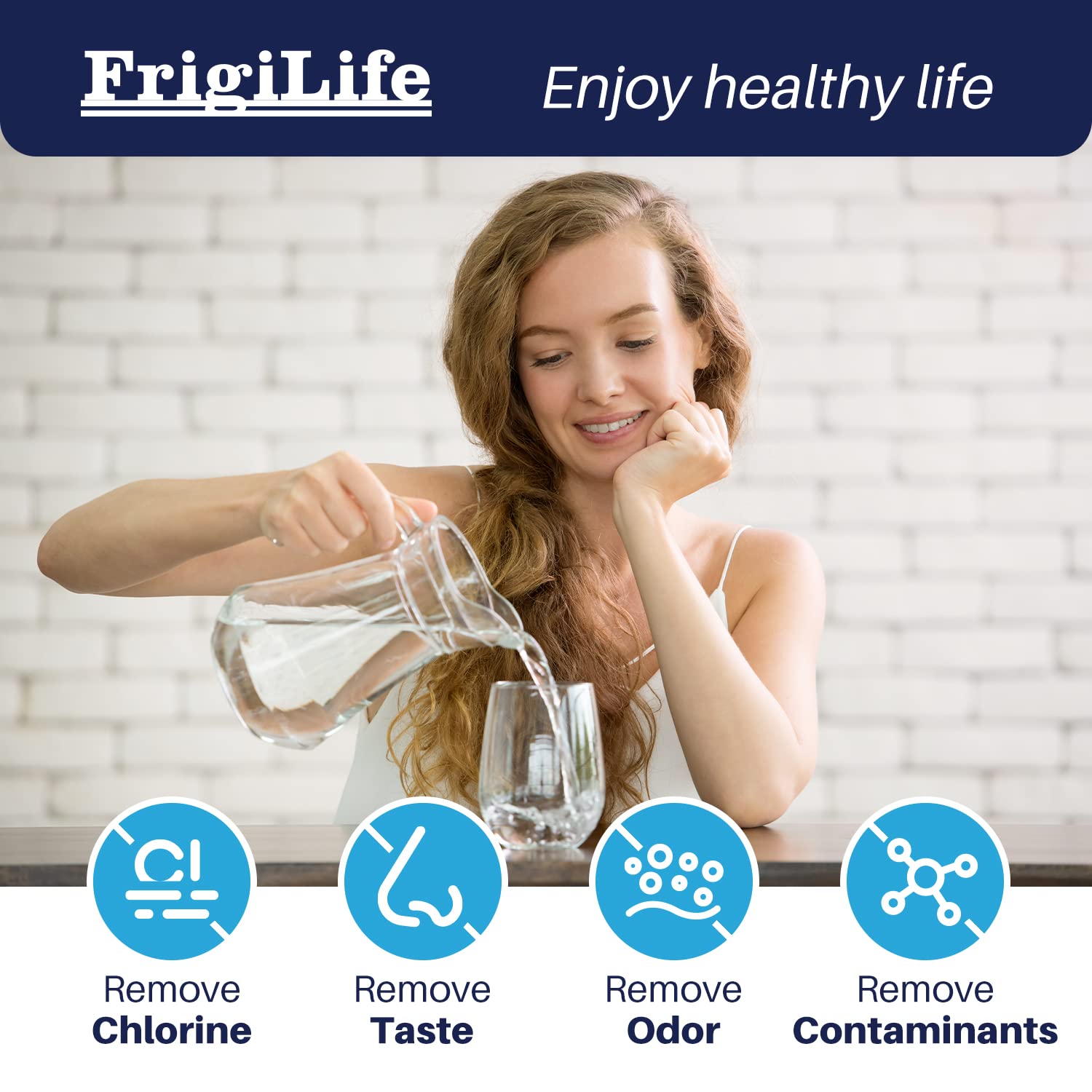 FrigiLife filter seal detail emphasizes leak prevention during daily use