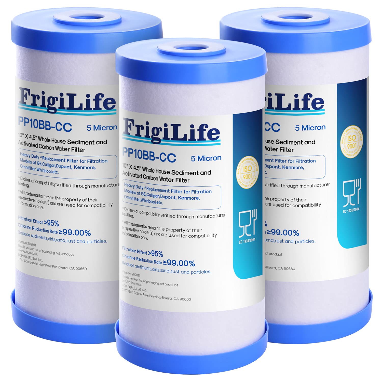 FrigiLife FXHTC 5-micron 10in filter cartridge for cleaner water and reduced sediment.