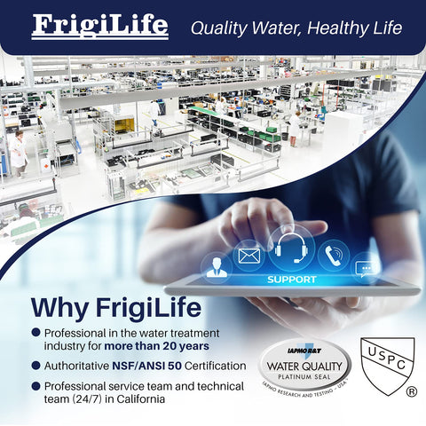 FrigiLife lead-free BPA-free plastic ensures safe drinking water.