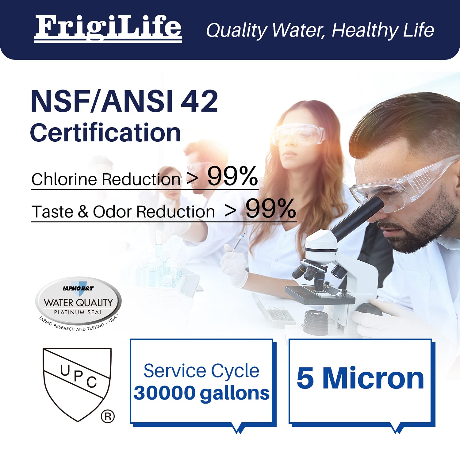 FrigiLife pleated sediment filter close-up highlighting filtration surface.