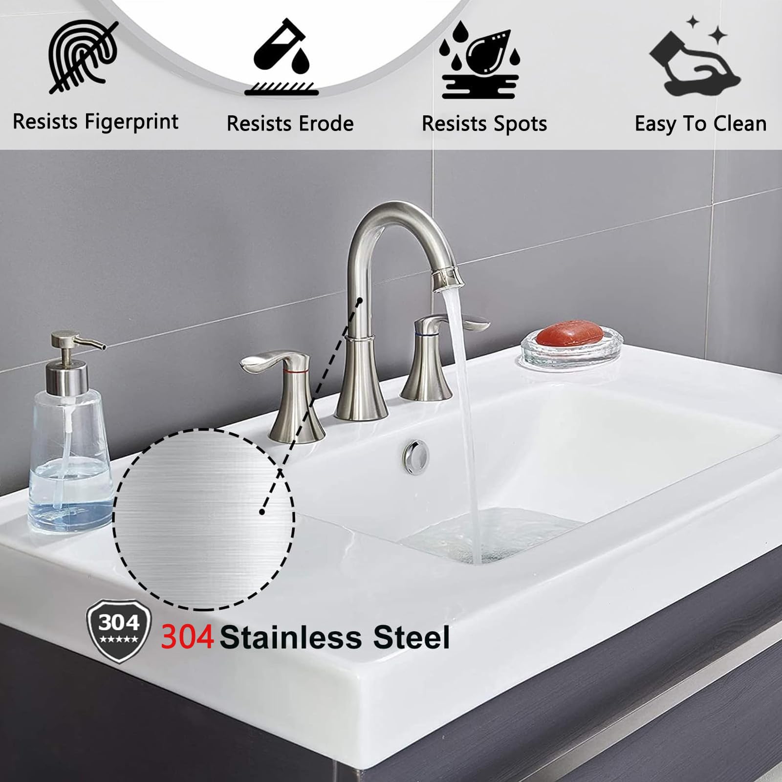Friho swivel spout in action for flexible sink reach.