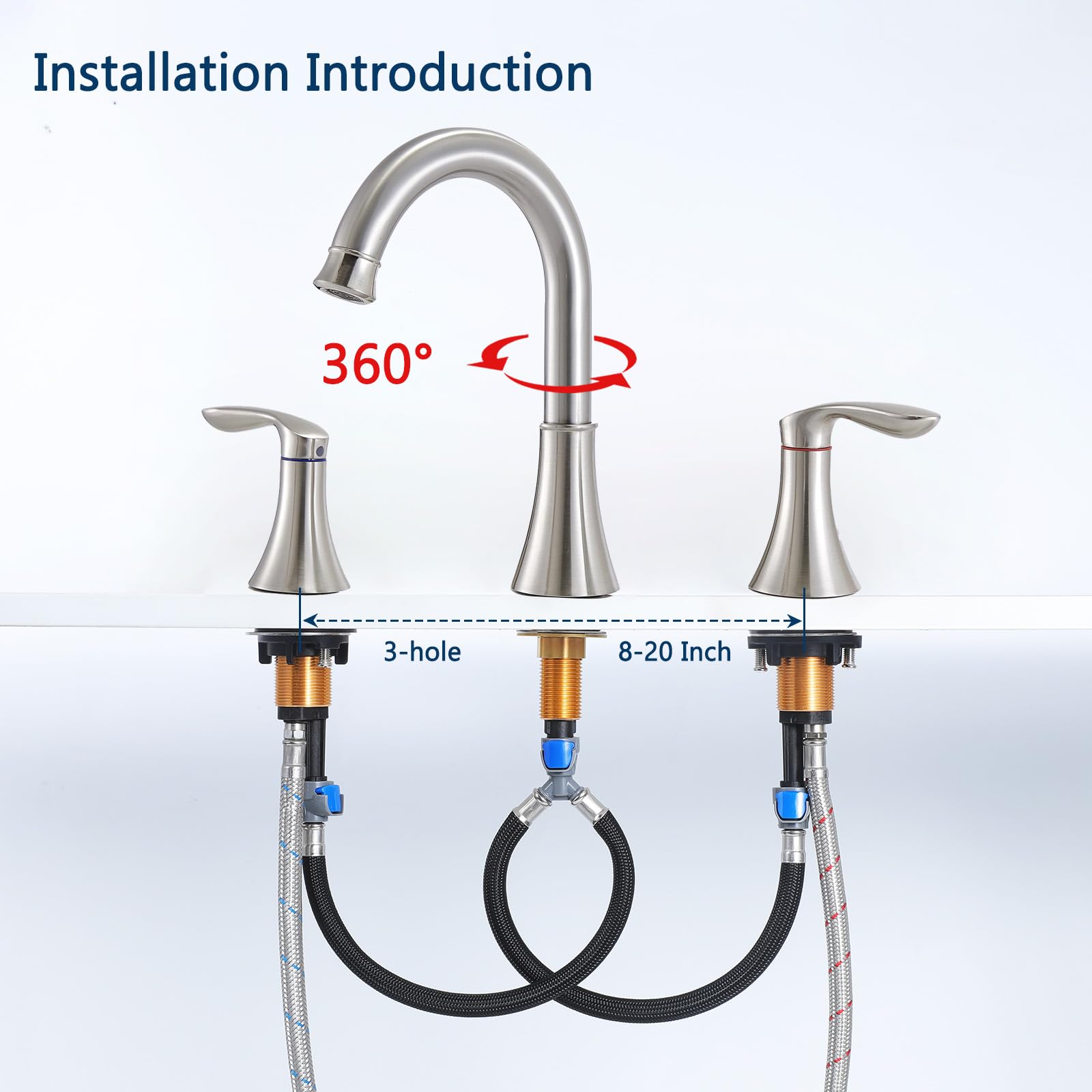 Friho brass water supply hoses included for quick installation.