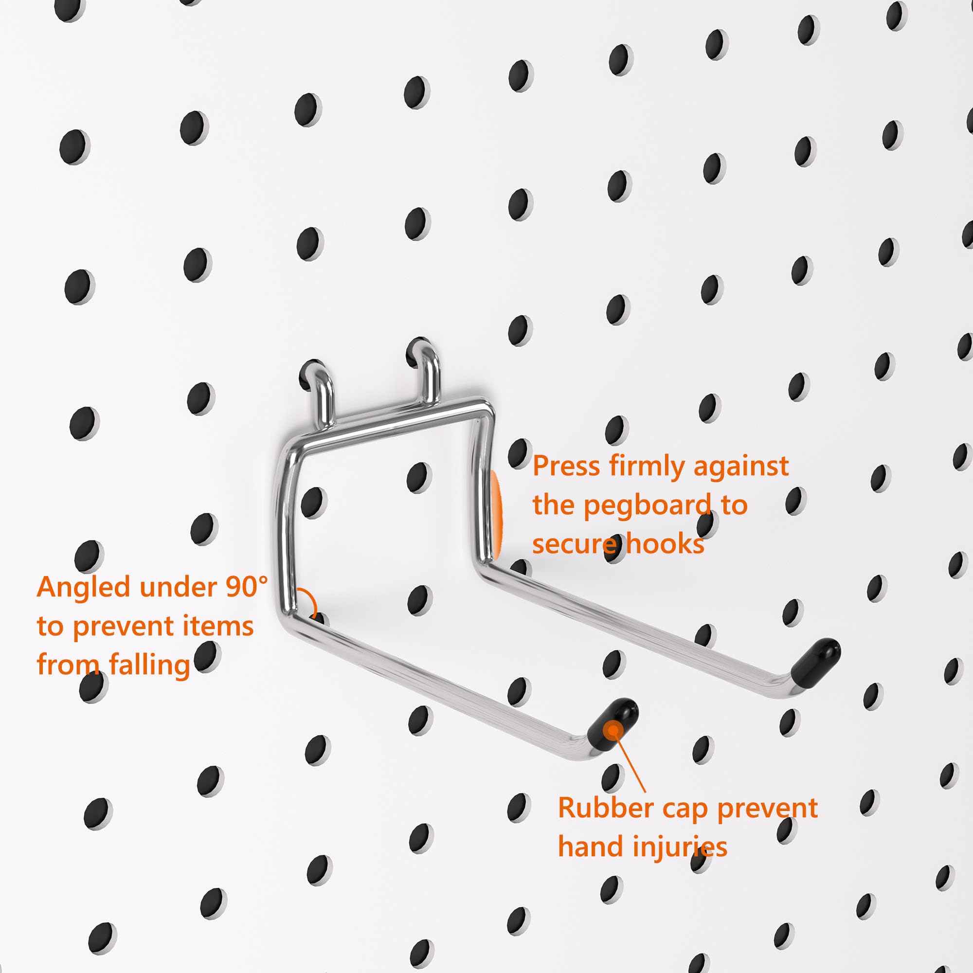 Close-up of rust-resistant coating on FRIMOONY pegboard hooks