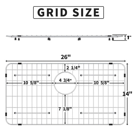 Fritoing sink grid rear-drain compatibility, aligns with rear-drain single-bowl sinks