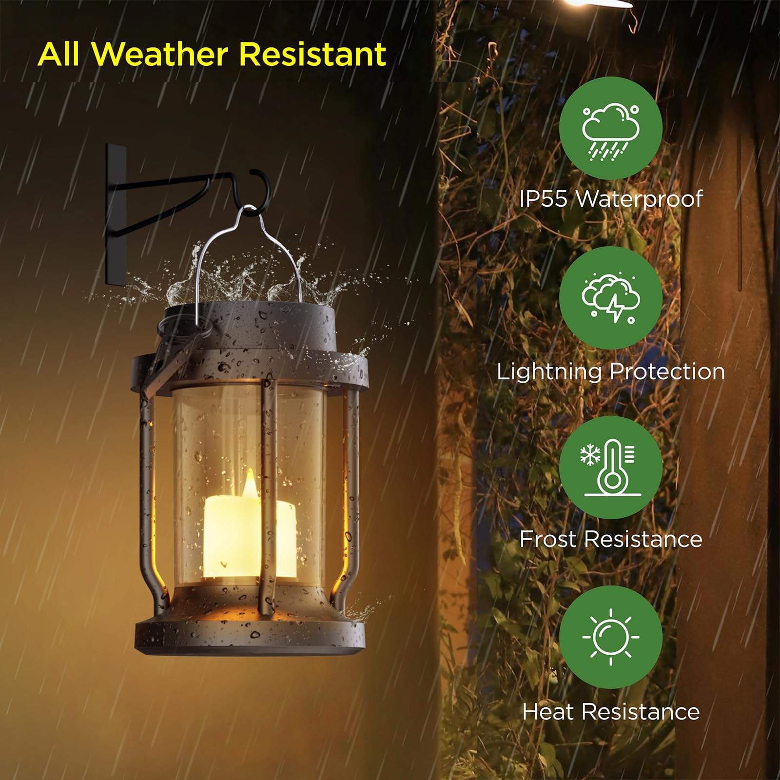 FriutShine solar lantern weatherproof-abs resists rain for year-round outdoor use
