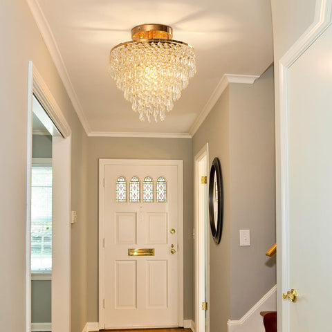 FRIXCHUR 5-tier raindrop crystals create a sparkling focal point in hallways