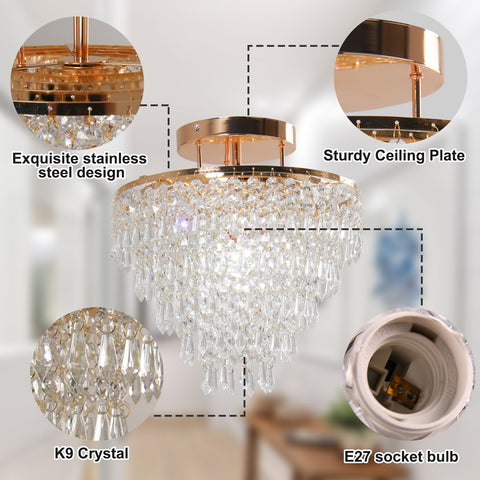 FRIXCHUR gold chandelier supports dimmable bulbs with remote for customizable mood