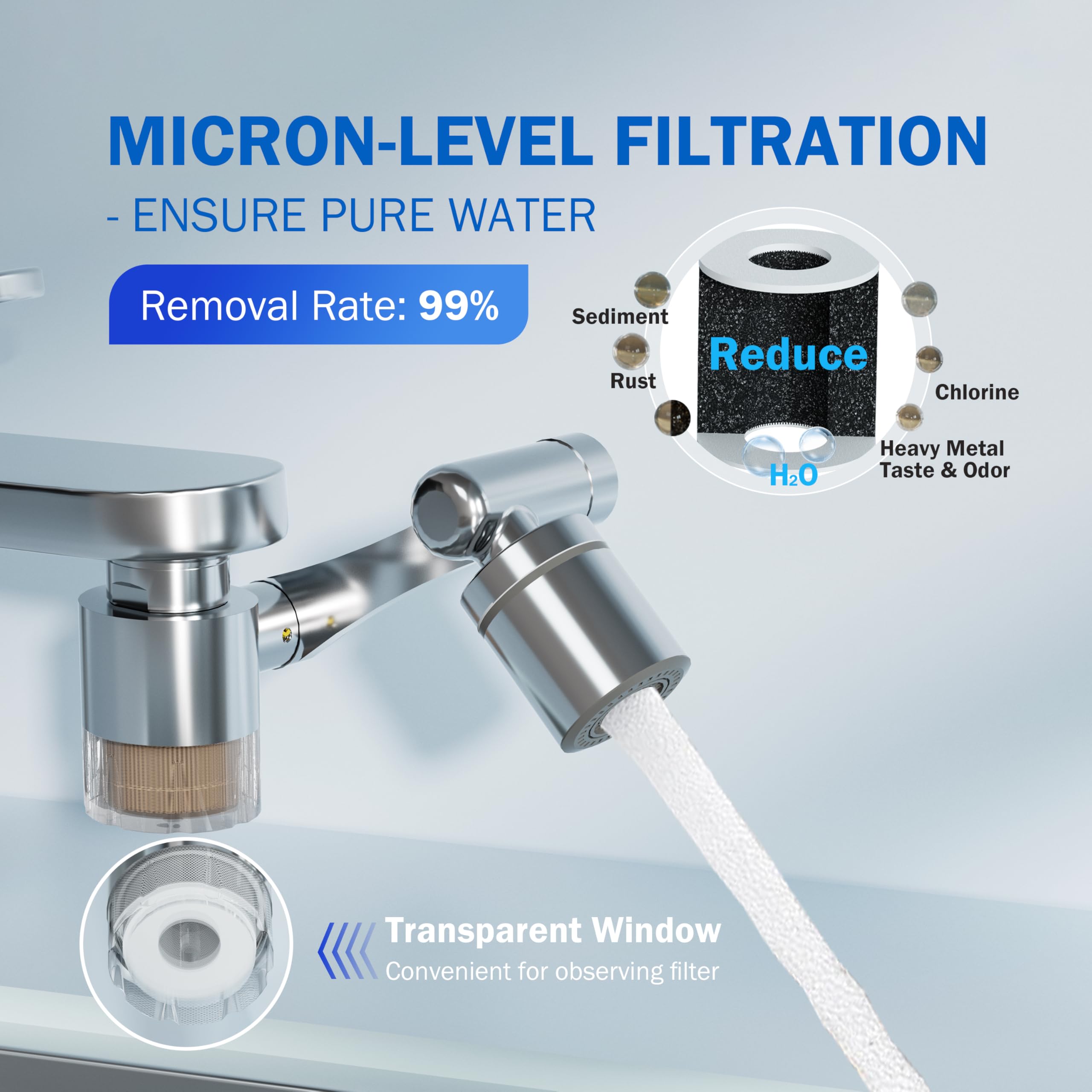 Frizzlife FF1440 robotic arm rotation enables flexible reach for spotless rinsing.
