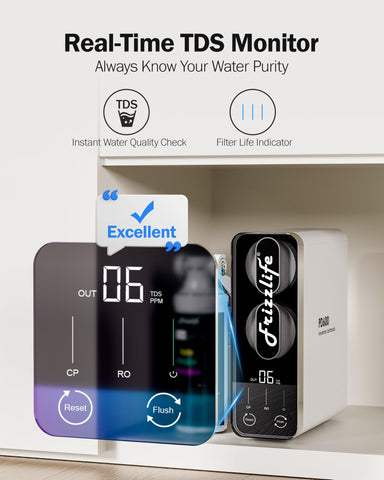 Frizzlife PD600 compact tankless assembly in a kitchen setup
