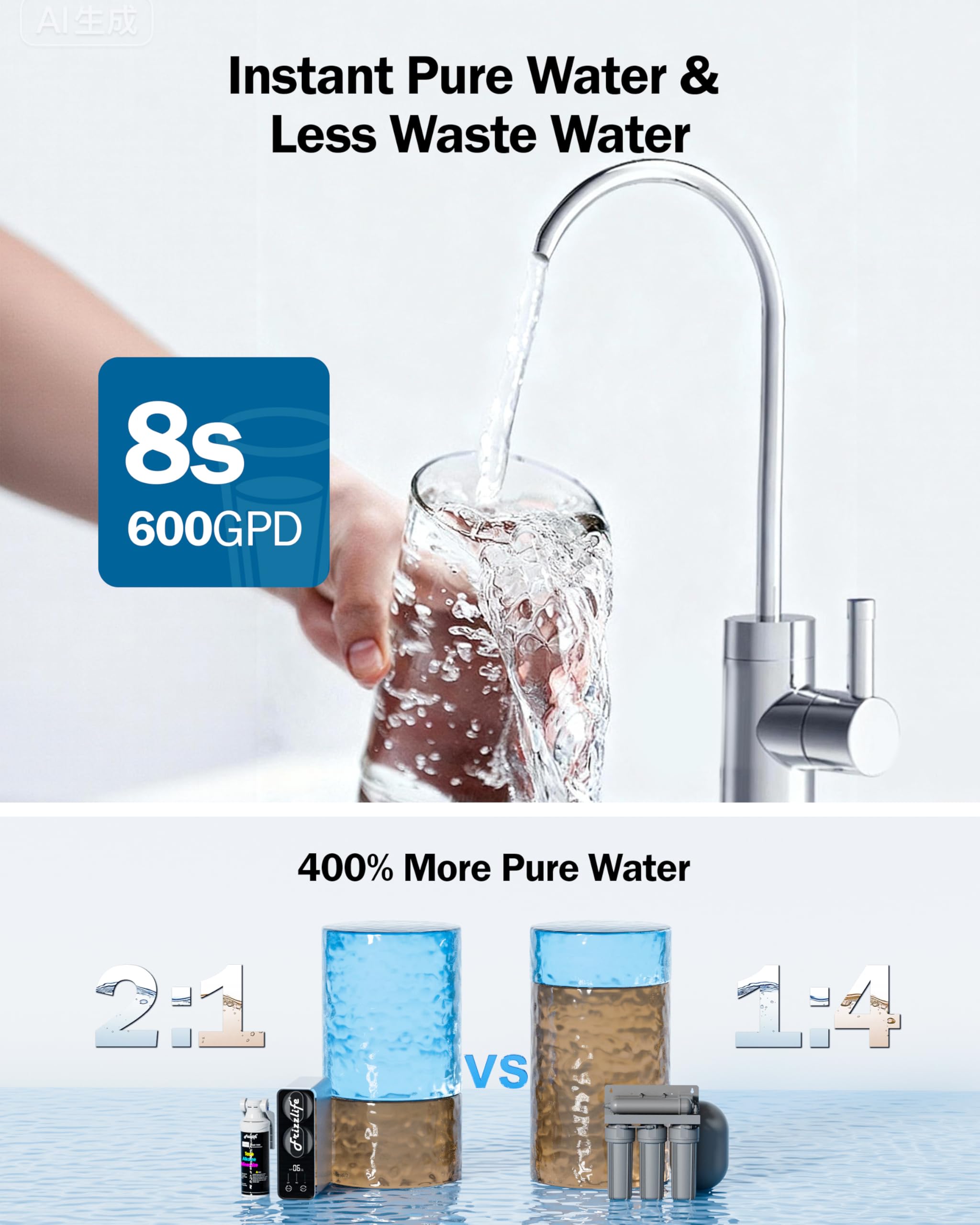 Frizzlife PD600 quick-change filters for easy maintenance