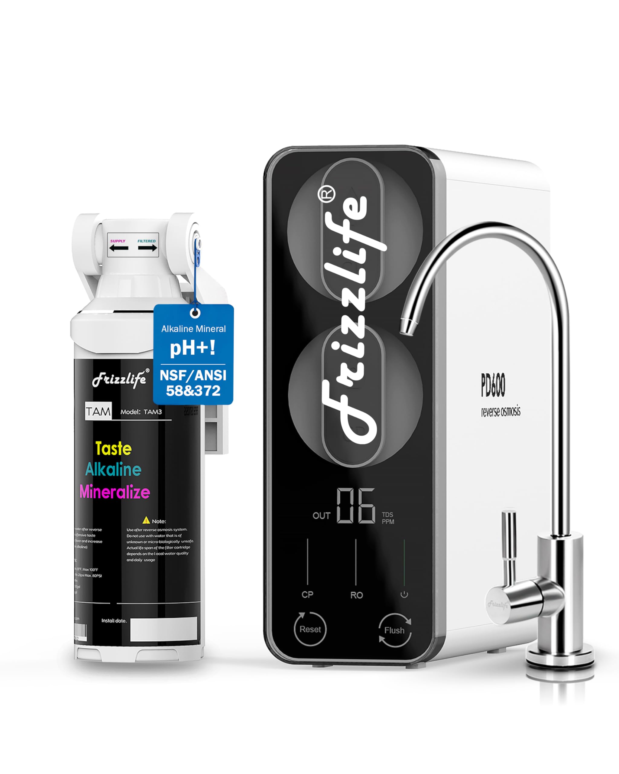 Frizzlife PD600 full system under-sink layout for clean water