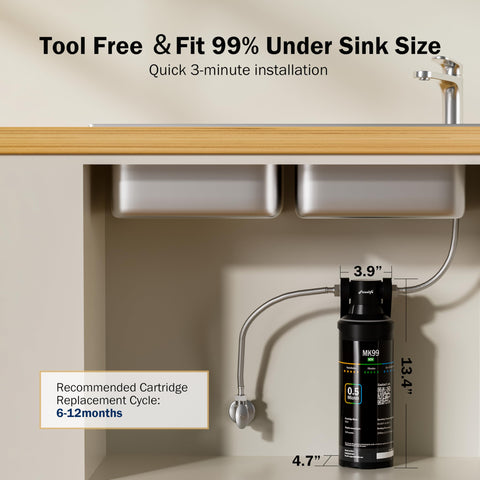FRIZZLIFE replacement cartridge lasting up to 1600 gallons for cost efficiency
