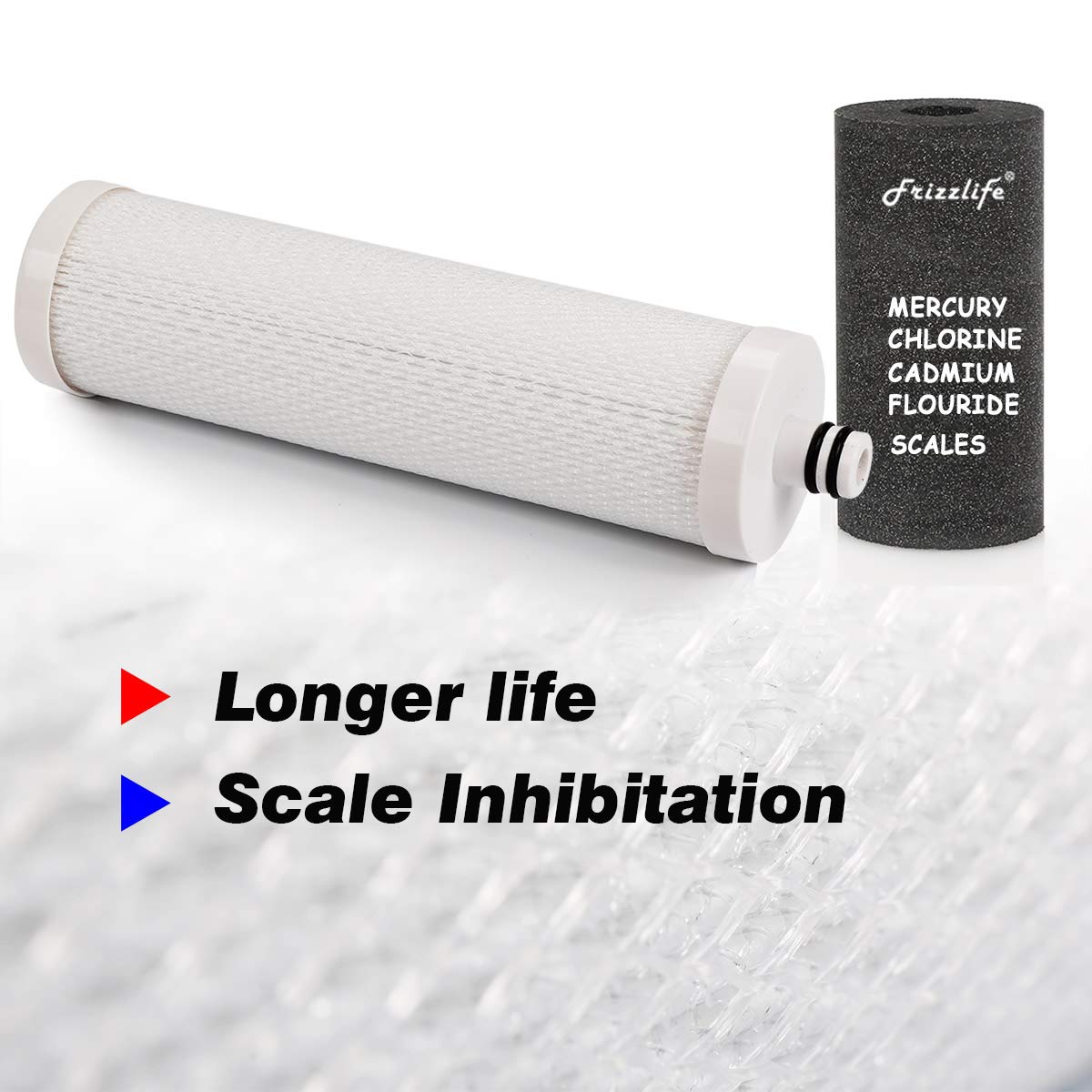 Scale inhibition feature reduces limescale buildup in Frizzlife filtration systems.