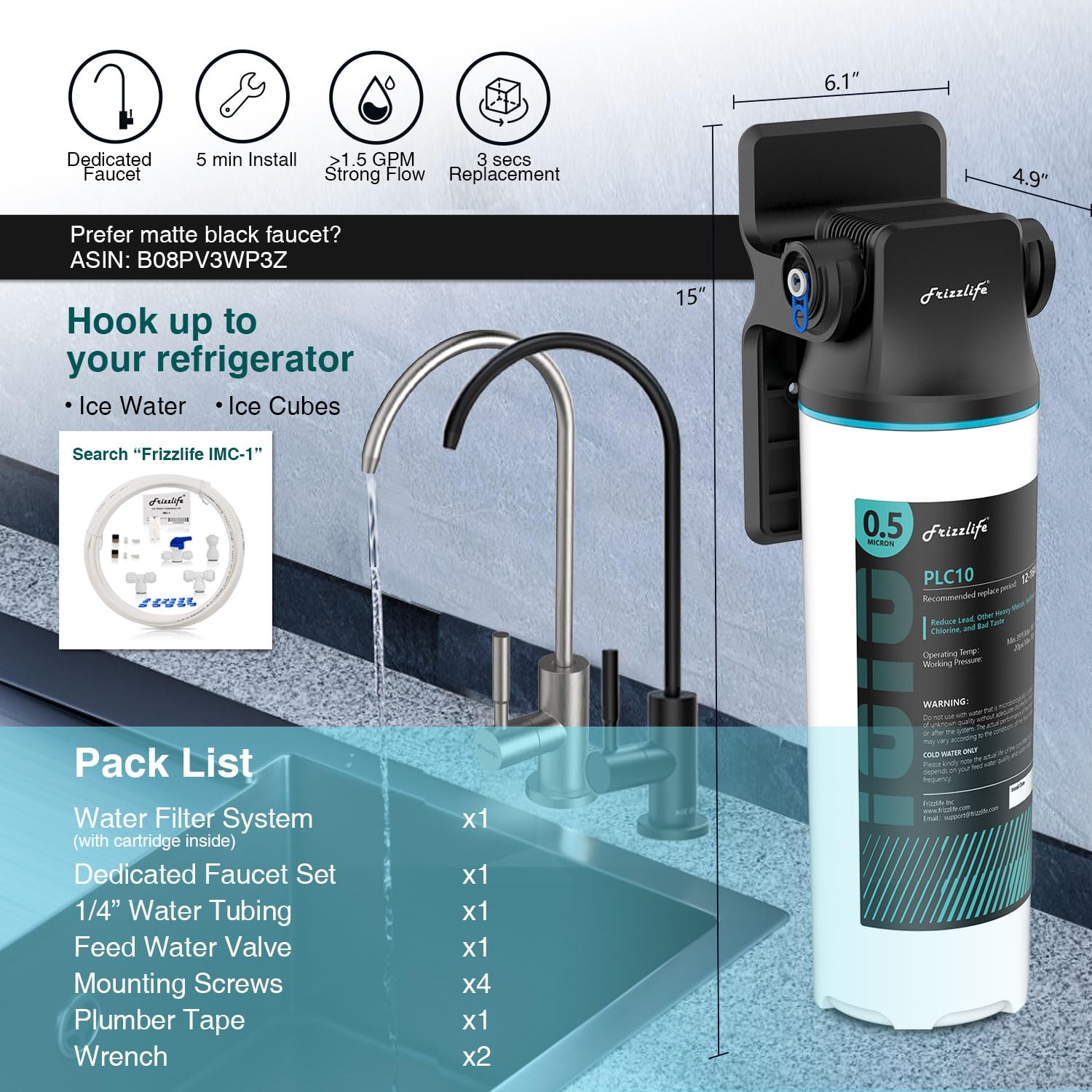 Frizzlife SW10F 3-minute DIY install guide image simple cold water setup