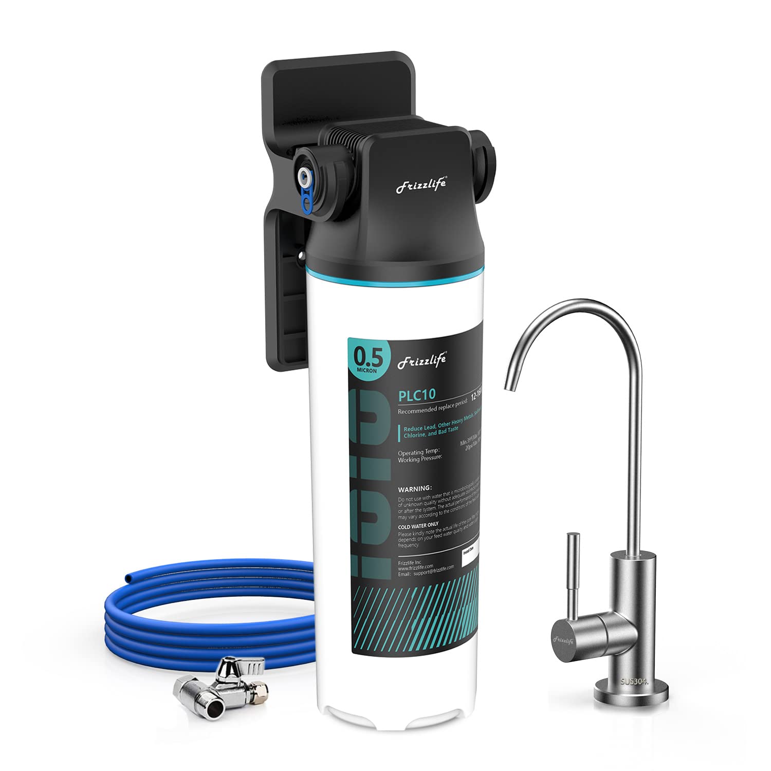 Frizzlife SW10F under-sink filter system with faucet for crisp water at home