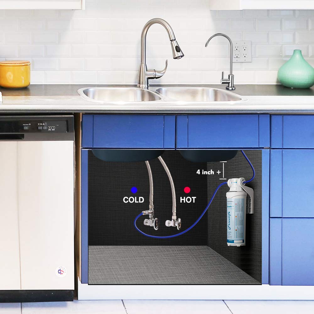 Frizzlife system installed under sink provides pure water for cooking and sipping