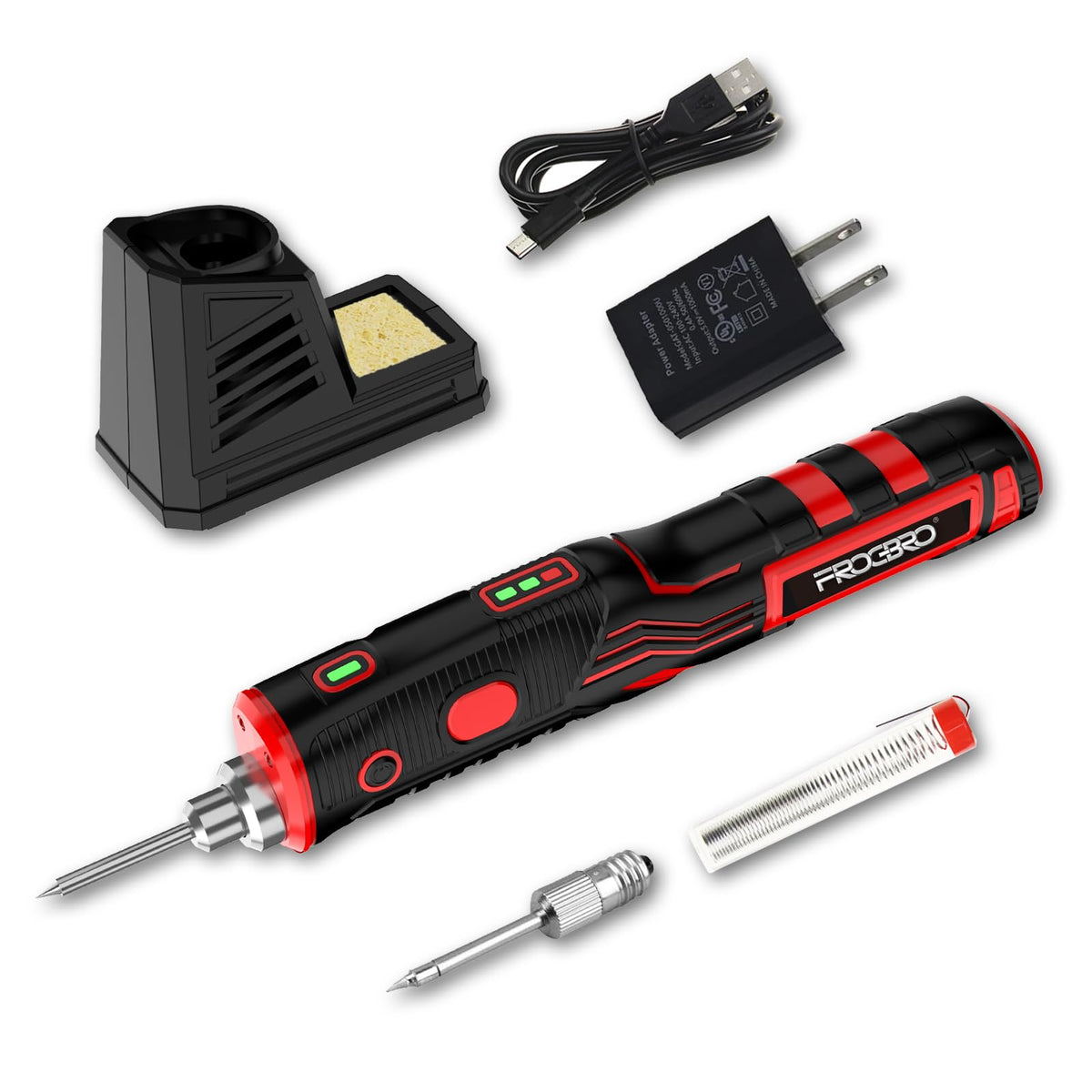 FROGBRO cordless soldering iron handheld for portable electronics work.