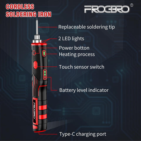 FROGBRO touch sensor ensures safe use during delicate repairs.