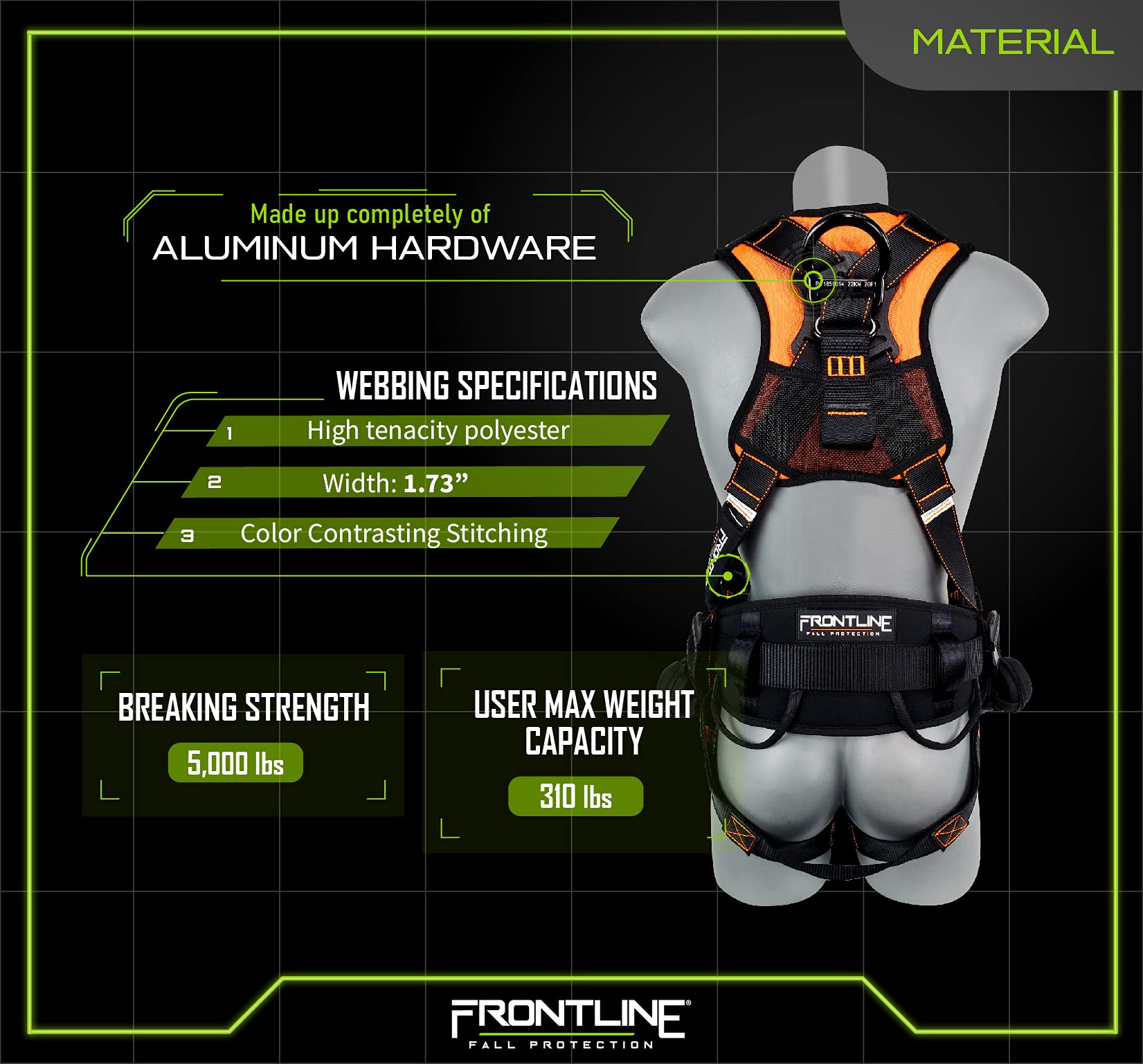Frontline 110CTB Combat Lite integrated suspension trauma straps reduce risk after a fall.