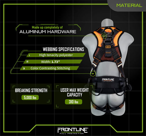 Frontline 110CTB Combat Lite integrated suspension trauma straps reduce risk after a fall.