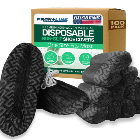 Frontline shoe covers with durable nonwoven material for tough work environments
