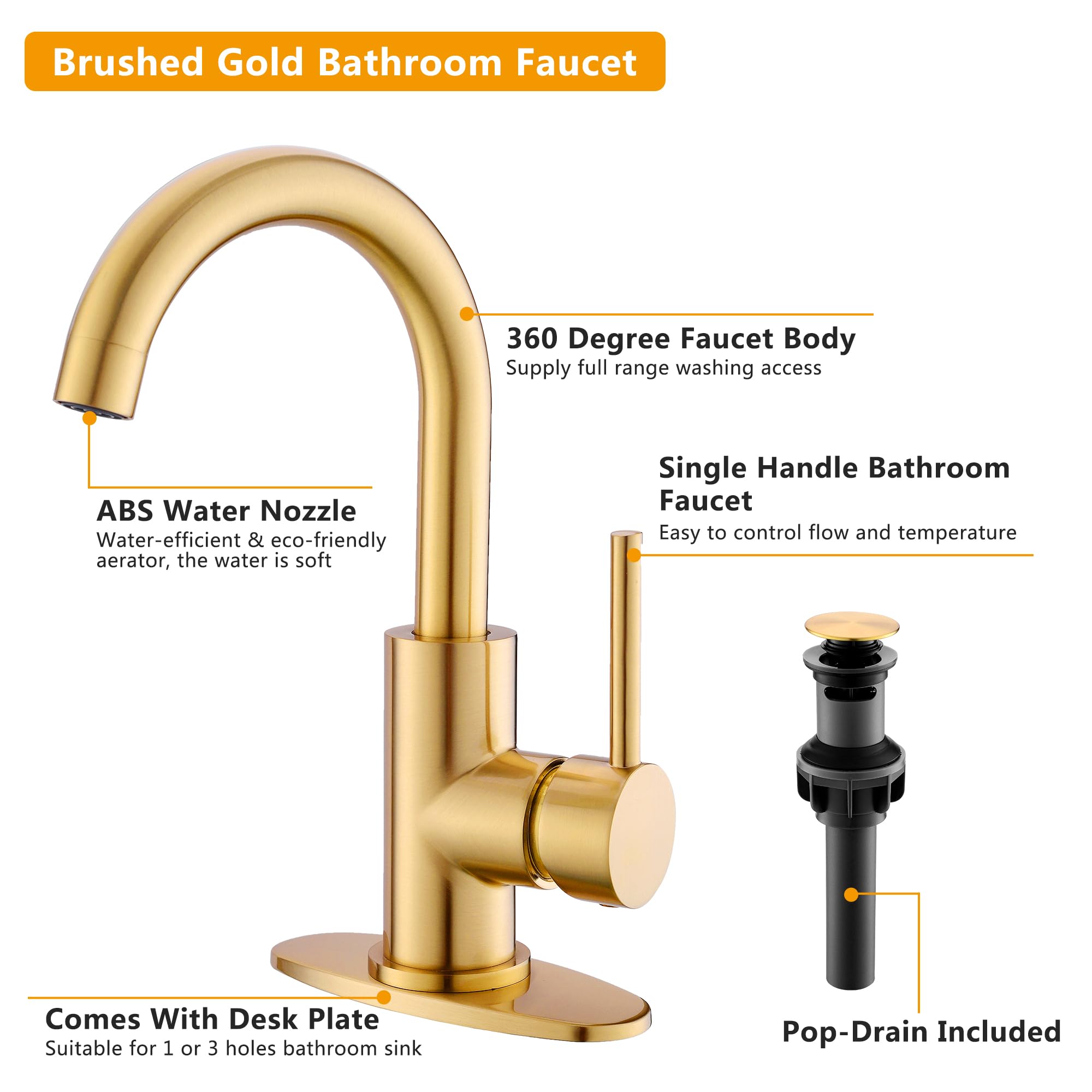 FROPO Gold brushed finish resists tarnish and maintains shine.